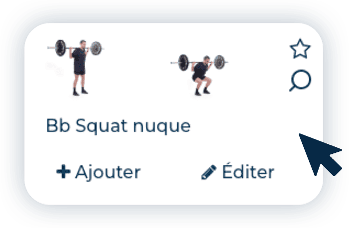 Exercice Barbell Squat glissé dans un programme d’entraînement dans Hexfit.