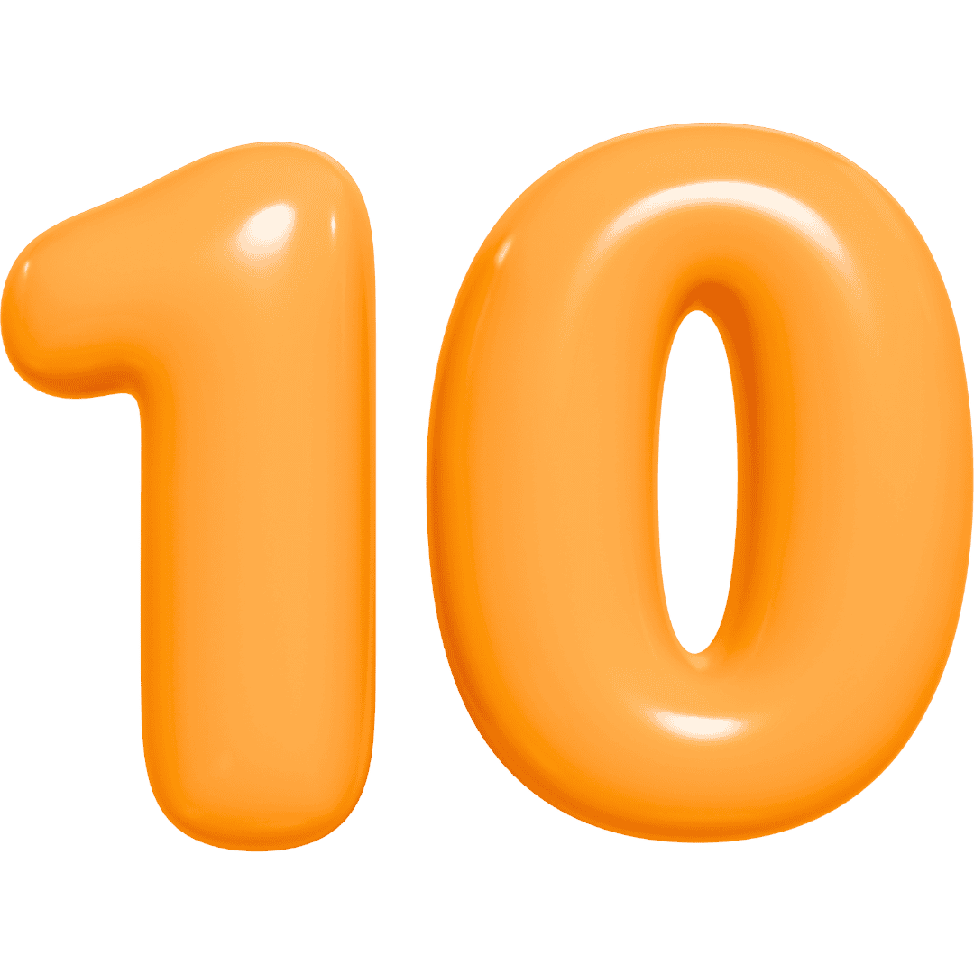 10 ans d’expérience d’Hexfit depuis 2014, illustré par un chiffre 10 en 3D.